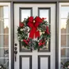 Decorações de Natal Rattan Verde com Enfeites Laço Guirlanda de Pinhas Decoração de Cena de Balcão de Janela Enfeites Pendurados