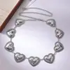 Corrente de Cintura Elegante, Cinto Feminino da Moda, Cinto Metálico Feminino com Turquesa Grande, Design Lindo e Estiloso em Formato de Coração, Corrente de Cintura Feminina