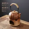 Tetera de Gres con Forma de Calabaza y Asa, Base Calentador de Velas de una Sola Pieza para Estufa de Té para Uso Doméstico, Estufa Pequeña para Preparar Té