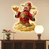 Dios de la Riqueza Pintura Colgante con Luz LED Pintura Decorativa para Vestíbulo Cinco Bendiciones Llegan Pintura de Lámpara de Pared Luminosa para Sala de Estar Comedor