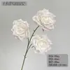 Flor Artificial Rosa Elsa de 3 Cabeças, Flor Artificial para Casamentos, Material de Tecido de Seda, Rosa Aberta com Pétalas em Cor Gradiente