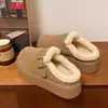 Pantuflas Esponjosas para Mujer Ropa de Exterior 2026 Nuevas de Invierno con Felpa Adentro Puntera Cerrada de Algodón Suela Gruesa Medias Pantuflas Birkenstock Botas de Nieve para Mujer