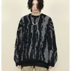 Suéter Jacquard Redondo Outono 2025 American High Street Padrão Zebra Masculino e Feminino Tendência Casual Suéter Top Mais Fácil de Combinar