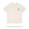 Camisetas de Manga Curta Elegantes de Verão para Casal para Homens e Mulheres Tops Folgados e Versáteis para o Dia a Dia Camisetas de Algodão Puro Laranja Estampadas Atacado