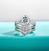 Anel de Coroa de Moissanita em Prata Esterlina 925 Novo Produto Transfronteiriço, Toque de Luxo Leve e de Alta Qualidade, Conjunto de Anéis Empilháveis Banhado a Ouro 18K para Mulheres, Anel de Casamento
