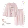 Pijama para niñas, colección primavera y otoño, de manga larga, con estampado de nubes, algodón fino, nuevo estilo de otoño, para niñas de talla mediana y grande, ropa de estar por casa moderna