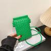 Nova Moda Multicolorida Feita à Mão Tecida Bolsa para Celular Feminina Couro Macio Bolsa de Ombro Transversal Personalizada Mini Bolsa Pequena