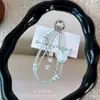 Llavero de cristal de doble cadena con mariposa y cuentas, con borla en forma de corazón, colgante para cadena de teléfono móvil, accesorio de bolso de alta gama, regalo pequeño