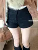 Shorts Casuales de Lana Negros para Mujer, Shorts para Botas de Invierno, Pantalones Rectos Versátiles, Pantalones Cortos Ajustados de Cintura Alta Línea A Adelgazantes, Pantalones que Resaltan la Cadera