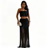 11092 Suministro Transfronterizo Amazon Moda Europea y Americana para Mujer Sexy Conjunto de Falda con Tirantes Revelador de Cintura y Borlas Nuevo
