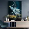 Pintura Colgante Zhuoyu Elefante Cian Abstracto Único Fondo Dorado Hotel Hogar Lujo Ligero Pared de Fondo Pintura Decorativa Pintura al Óleo