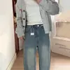 Jeans reto azul retrô para mulheres, novo estilo de verão, plus size, modelador, adequado para corpo tipo pera, calça pantalona solta e com bom caimento
