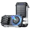 Cargador portátil solar de 30000 mAh con línea de cinturón magnético, carga inalámbrica, tres a prueba de intemperie para exteriores, carga rápida
