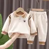 Ropa Infantil Traje para Hombre y Mujer Ropa de Otoño Camiseta de Manga Larga con Cuello Polo para Niños Pantalones Casuales Ropa Deportiva para Niños Conjunto de Dos Piezas