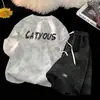 Conjunto Curto de Manga Curta Tie-dye de Verão Masculino T-shirt com Estampa Degradê Conjunto Completo Masculino T-shirt Esportiva Casual