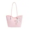 Bolso Tote de Color Sólido con Patrón de Tejido Transfronterizo para Mujer 2026 con Colgante de PU, Moderno, Retro, Gran Capacidad, para Viaje Diario, de Hombro Único, debajo del Brazo