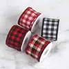 Cinta a Cuadros Negra, Roja y Blanca Europea y Americana Transfronteriza Decoraciones para Regalos de Navidad Lazos de Corbata Cinta de Imitación de Lino Hecho a Mano