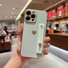 Funda de teléfono con diseño de amor esmerilado y galvanizado para Apple 13/14 Pro, correa de muñeca con soporte para 11/XR, funda blanda, funda protectora de 12 PM