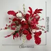 Arreglos de flores artificiales para bodas, arreglos florales para decoración de pasillo, decoraciones de escaparate de compromiso con temática de bosque, arreglos de escena de boda de color rojo rosa