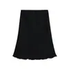Atacado de Roupas Femininas Transfronteiriças Estilo Europeu e Americano Laço Versátil Xadrez Contrastante Saia de Quadril Nova Saia Cauda de Peixe Saia