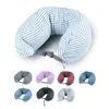Almohada U con Capucha y Partículas de Espuma, Almohada Cervical de Buena Calidad, Almohada de Partículas Rayada, Almohada Cervical para Coche, Se Puede Guardar para Soporte Cervical