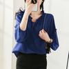 Camisa de gasa de manga larga con mangas farol para mujer, talla grande, primavera 2024, nueva, holgada, ajustada, que cubre el vientre, elegante.