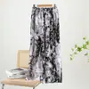 Pantalones de pijama de algodón y seda Verano Sueltos Talla grande Pierna ancha Aspecto estilizado Pantalones de mujer Ropa de casa informal Pantalones casuales de algodón artificial
