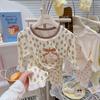 Traje de Verão 50 Yousi com Manga Sete Pontos para Meninos e Meninas Roupas de Casa Pijamas Classe A Fino Modal Roupas para Ar Condicionado