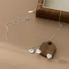 Pendientes de Plata de Ley S925 Nalan con Forma de Concha y Lazo de Corazón de Plata Pura con Diamantes y Collar de Plata Pura con Corazón de Concha Y02478
