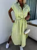 Estación Independiente temu AliExpress Venta Caliente Vestido Camisa Rayas sin Mangas con Cordones Vestido Rayado Mujer