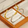 Pulsera Brazalete Abierto de Bambú Estilo Ins Europeo y Americano Moda Estilo Retro Pulsera de Acero Inoxidable Electrochapado en Oro de 18K para Mujer