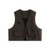 Colete jaqueta colete workwear BF para homens, jaqueta retrô casual estilo chinês com múltiplos bolsos, estilo de marca japonesa da moda, solta e funcional