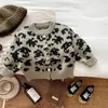 Suéter de Outono e Inverno para Bebê Estilo Ocidental Suéter Casaco de Leopardo para Menina Macacão de Inverno para Menino Roupa Externa Roupa de Escalada