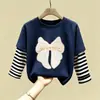 Camiseta de dibujos animados casual de otoño estilo coreano para niños, camiseta básica elegante de algodón puro para primavera y otoño, manga larga para niñas