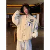 Jaqueta Baseball Estilo Americano 2025 Estampa Retro com Letras Primavera e Outono Nova Jaqueta Top Solto Estilo Casal