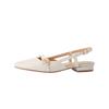 Flor de metal de couro completo estilo coreano de volta vazia Mary Jane sapatos 2022 primavera e verão novo salto baixo couro fada sandálias fechadas