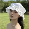 Gorra Azul Marino Bordada Europea y Americana Cosplay Uniforme de Policía Femenino Sombrero de Otoño e Invierno para Actuación Circunferencia de Cabeza Grande Sombrero de Marinero Japonés para Mujer