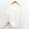 Camiseta fina Modal 102, simples e confortável, grande, gola redonda, manga curta solta, arco redondo, borda inferior, camisa de base interna