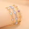Pulseira de Zircônia Colorida Super Brilhante, Estilo Levemente Luxuoso, Sensação de Alta Qualidade, Joia Versátil Dopamina, Pulseira Transfronteiriça Europeia e Americana
