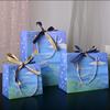 Bolsa de regalo de junio con barco azul y mar, bolsa de regalo de cumpleaños, bolsa de embalaje de dulces, bolsa de papel para panadería, bolsa de embalaje