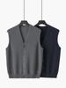 Chaleco Yangtze de Lana Peinada Pura para Hombre, Cuello en V, Tejido de Capa de Aire Espesado, Chaleco Cardigan de Punto Cálido