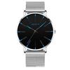Relógio Masculino Popular Simples Moda Transfronteiriça Mostrador Malha Ultra Fina Pulseira Azul Agulha Esportivo de Lazer Negócios Quartzo