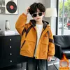 Parka con Capucha de Forro Polar Bordada de Invierno para Niños Estilo Coreano Chaqueta Gruesa con Capucha para Niños Chaqueta de Esquí para Niños Pequeños y Niños Pequeños