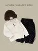 Nueva colección de otoño de pantalones largos casuales de lunares para bebés y niños pequeños, pantalones negros tobilleros para niños y niñas, pantalones tipo linterna elegantes y modernos