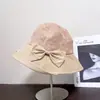 Chapéu de Balde Patchwork com Laço de Renda para Mulheres, Chapéu de Sol Elegante Versátil com Laço para o Verão, Chapéu com Tecido de Proteção Solar, Moderno