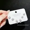 SLBABY exquisitos aretes pequeños con incrustaciones de diamantes, tres pares, aguja de plata s925, elegantes, simples, aretes múltiples