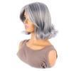 Comercio Exterior Peluca para Mujer Europea y Americana Flequillo Gris en Forma de Ocho Cabello Corto Rizado Anti-Rizo Moda Fibra Química Gorro de Cabeza Malla Elástica Peluca