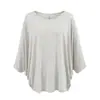 Camiseta de Manga de Murciélago Estilo Perezoso Nuevo Verano para Mujer, Máscara Pura Deseo Suelta, Camisa Cubre-Ropa Fina de Protección Solar para Mujer