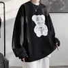 25 Novas Moletons de Outono Masculino com Gola Redonda e Aplique de Urso Estilo Casal Solta Tamanho Grande Jaqueta Moletom Casual para Homens