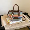 Bolsas Tejidas a Mano para Mujer 2026 Nuevo Estilo Verano Bolso de Mano de Paja Bolso de Cubo Cruzado para Hombro de Playa de Vacaciones